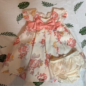 Floral Pink and Cream Baby Dress 0-3 months
